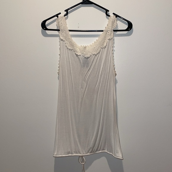 White Tank Top with Lace Trimmed Straps - Picture 5 of 7